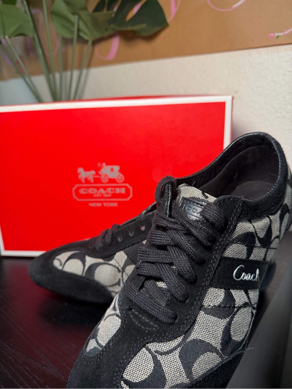 Coach Black and Gray Signature Canvas Low-Top Sneakers